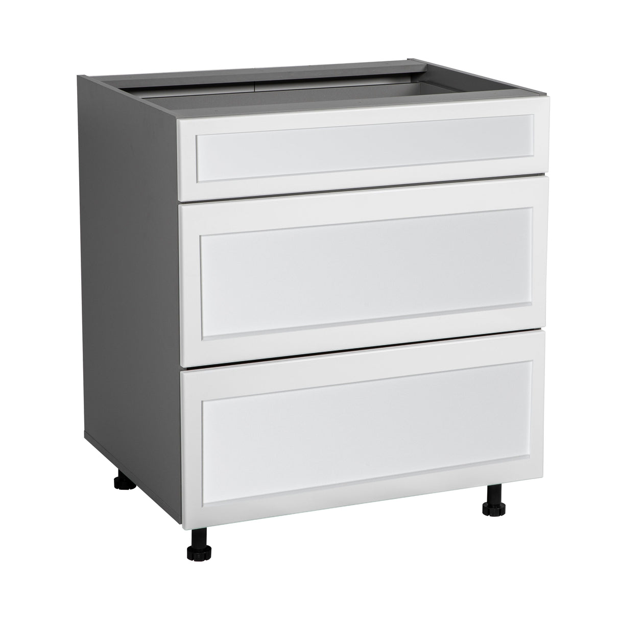 15" Base Cabinet-Double Door-Three Drawer-with Shaker White Matte door