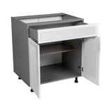 24" Base Cabinet Double Door Single Drawer with Shaker White Matte door