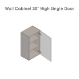 12" x 30" Wall Cabinet-Single Door-Grey