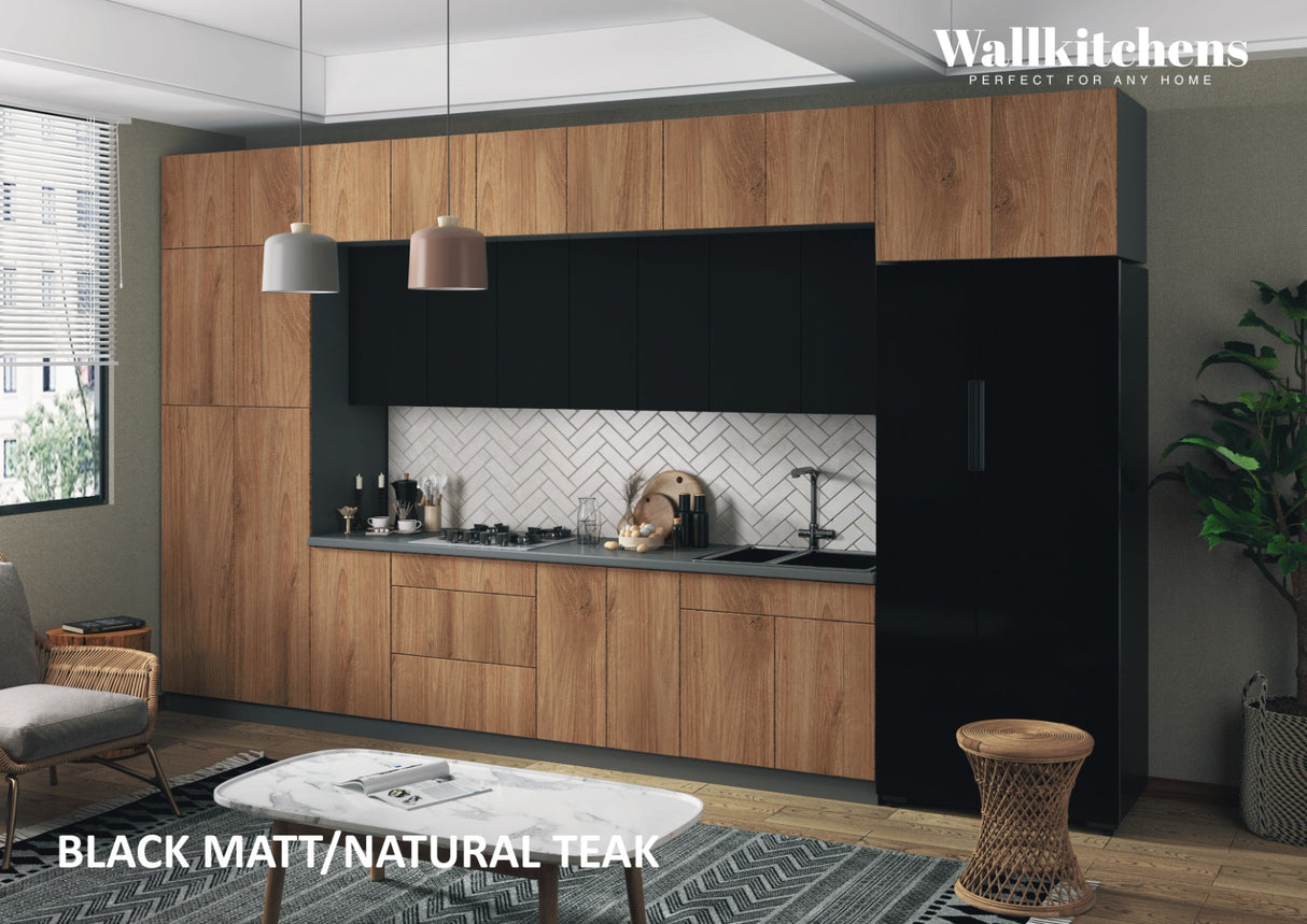 Kitchen Serene Collection Natural Teak & Black Color Base Size 15Ft Wide