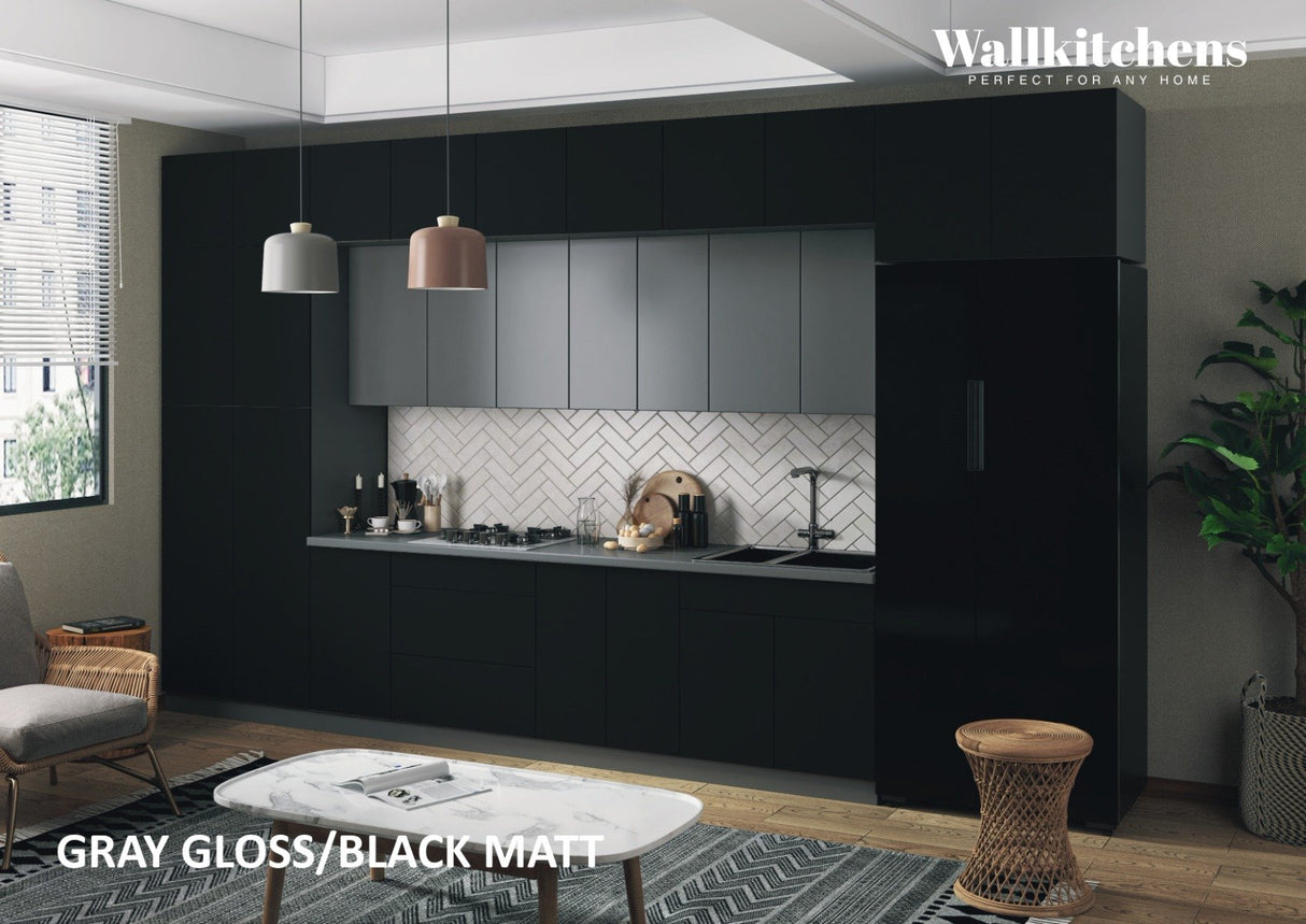 Kitchen Serene Collection Black Color & Gray Base Size 15Ft Wide