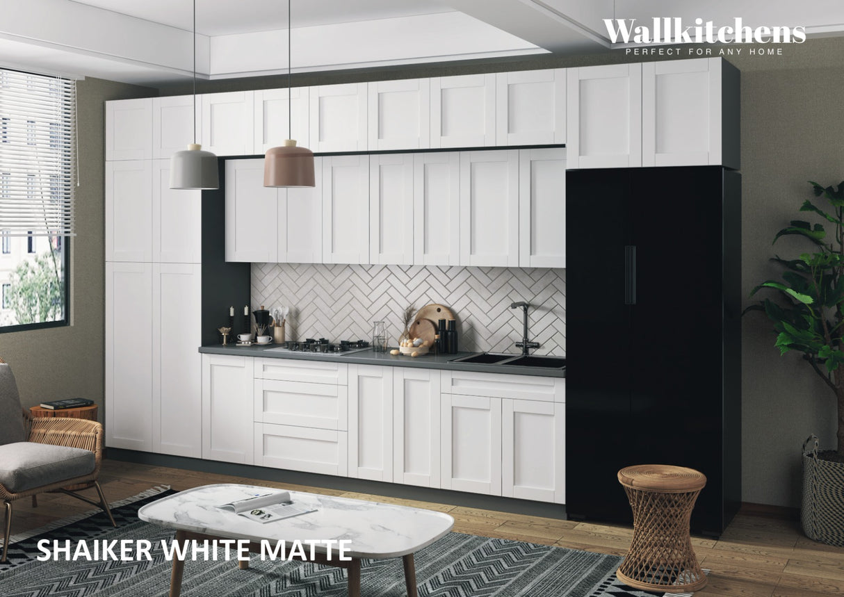 Kitchen Serene Collection White Matte Color Base Size 15Ft Wide