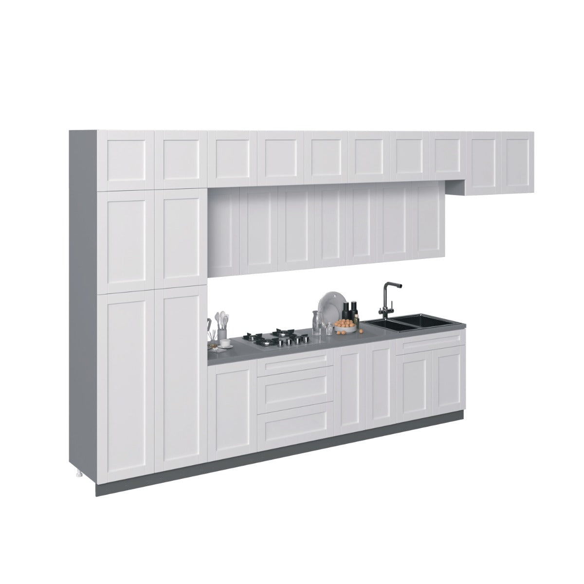 Kitchen Serene Collection White Matte Color Base Size 15Ft Wide