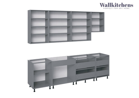 Kitchen Contemporary Collection White Matte Color Base Size 9.5Ft Wide