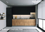 Kitchen Contemporary Collection Natural Teak & Black Color Base Size 9.5Ft Wide