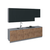 Kitchen Contemporary Collection Natural Teak & Black Color Base Size 9.5Ft Wide