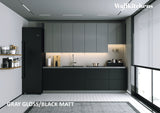 Kitchen Contemporary Collection Black Color & Gray Base Size 9.5Ft Wide