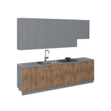 Kitchen Contemporary Collection Natural Teak & Gray Color Base Size 9.5Ft Wide