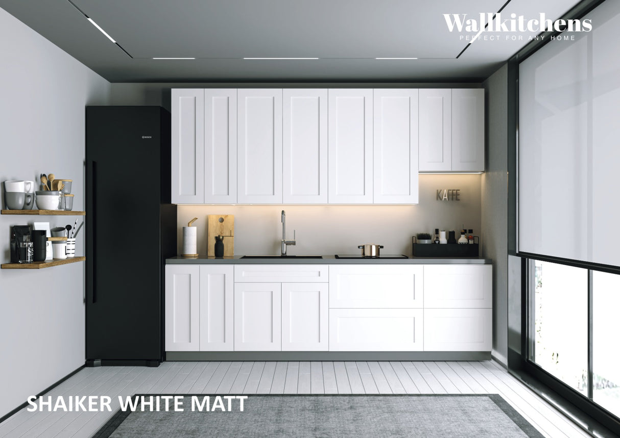 Kitchen Contemporary Collection White Matte Color Base Size 9.5Ft Wide