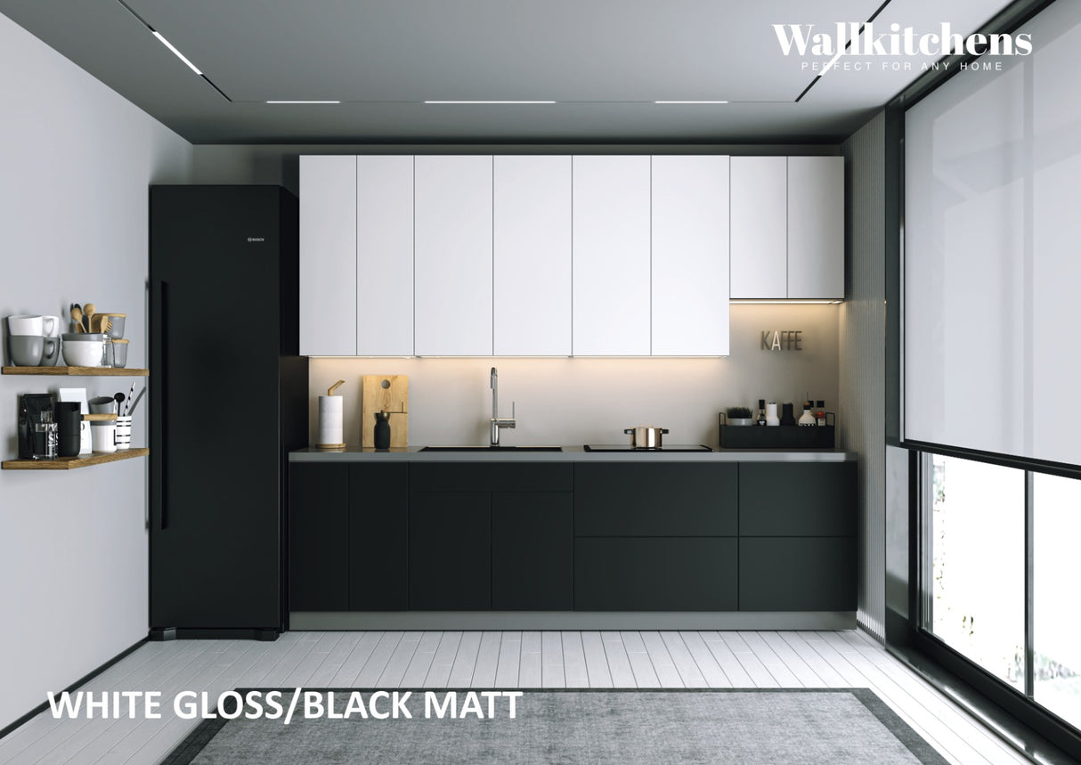 Kitchen Contemporary Collection Black & White Gloss Color Base Size 9.5Ft Wide