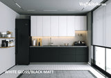Kitchen Contemporary Collection Black & White Gloss Color Base Size 9.5Ft Wide