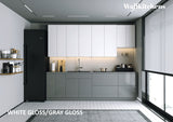 Kitchen Contemporary Collection Gray & White Gloss Color Base Size 9.5Ft Wide