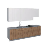 Kitchen Contemporary Collection Natural Teak & White Gloss Color Base Size 9.5Ft Wide