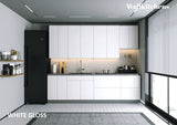 Kitchen Contemporary Collection White Gloss Color Base Size 9.5Ft Wide
