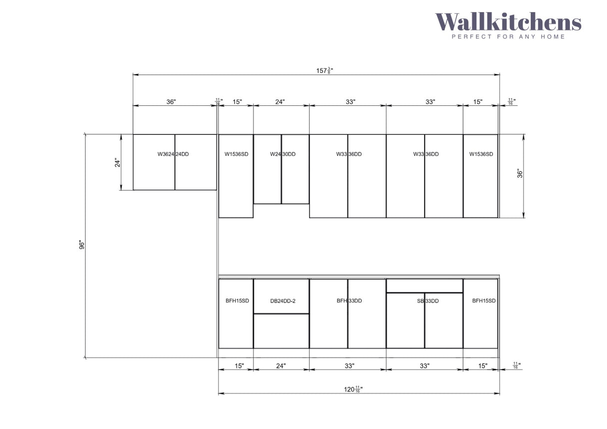 Kitchen Timeless Collection White Matte Color Base Size 13Ft Wide