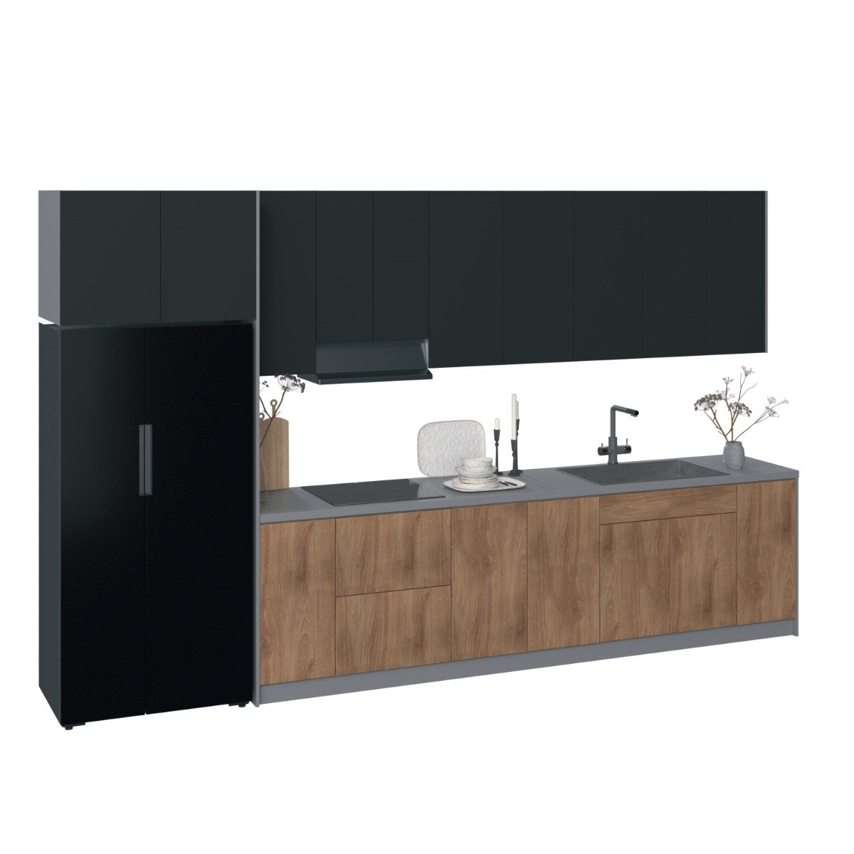 Kitchen Timeless Collection Natural Teak & Black Color Base Size 13Ft Wide