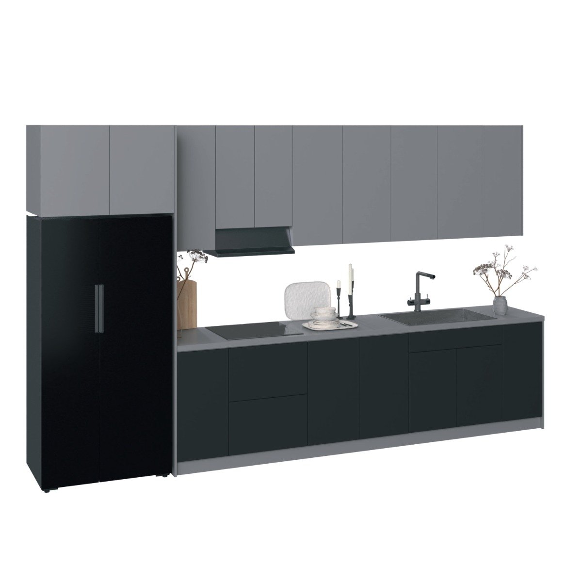 Kitchen Timeless Collection Black Color & Gray Base Size 13Ft Wide
