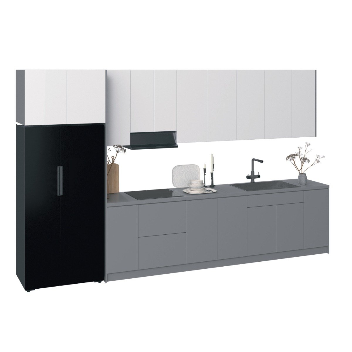 Kitchen Timeless Collection Gray & White Gloss Color Base Size 13Ft Wide