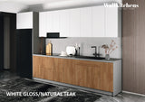 Kitchen Timeless Collection Natural Teak & White Gloss Color Base Size 13Ft Wide