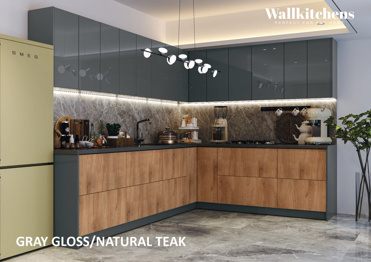 Kitchen Culinary Collection Natural Teak & Gray Color Base Size 10Ft Wide