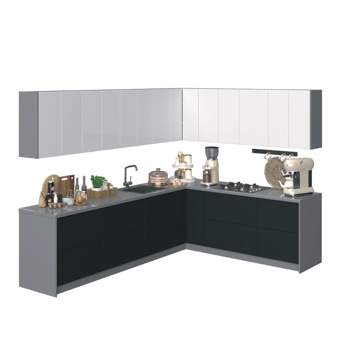 Kitchen Culinary Collection Black & White Gloss Color Base Size 10Ft Wide
