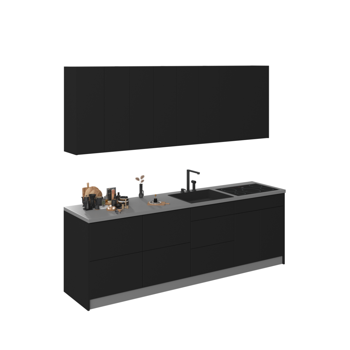 Kitchen Fusion Collection Black Color Base Size 8.5Ft Wide