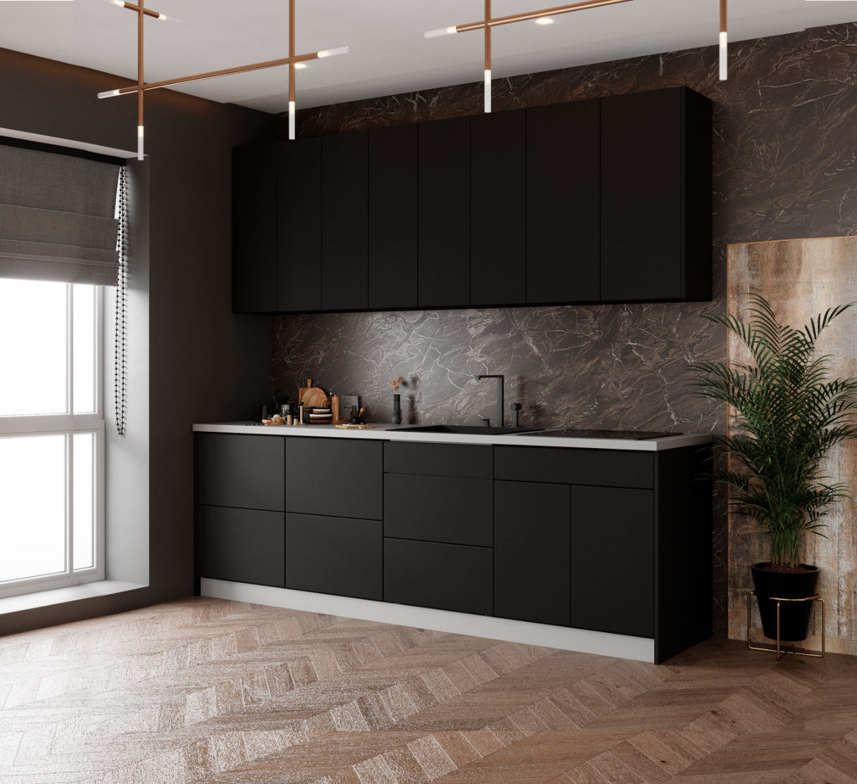 Kitchen Fusion Collection Black Color Base Size 8.5Ft Wide
