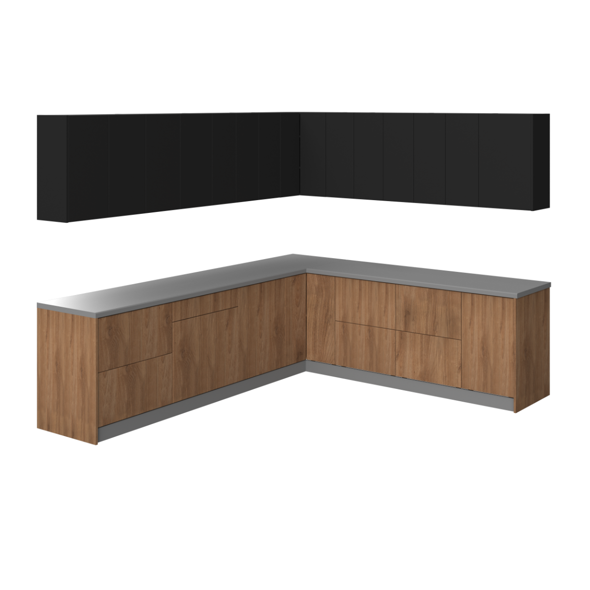 Kitchen Modern Collection Natural Teak & Black Color Base Size 10x8,5Ft Wide