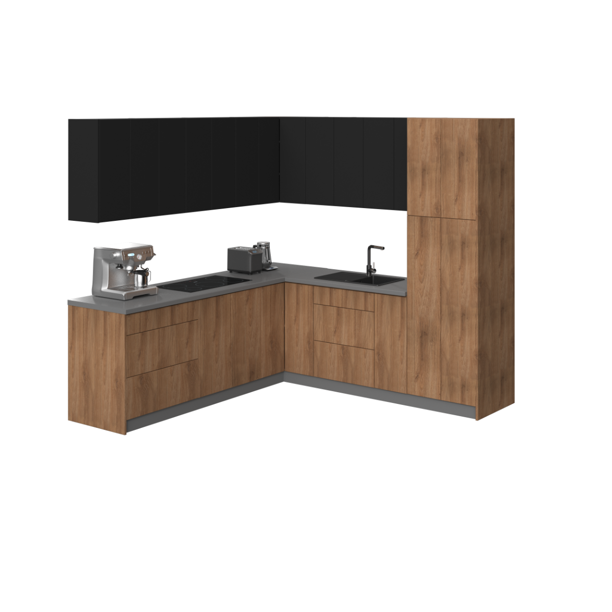 Kitchen Urban Collection Natural Teak & Black Color Base Size 8x8Ft Wide