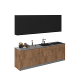 Kitchen Fusion Collection Natural Teak & Black Color Base Size 8.5Ft Wide
