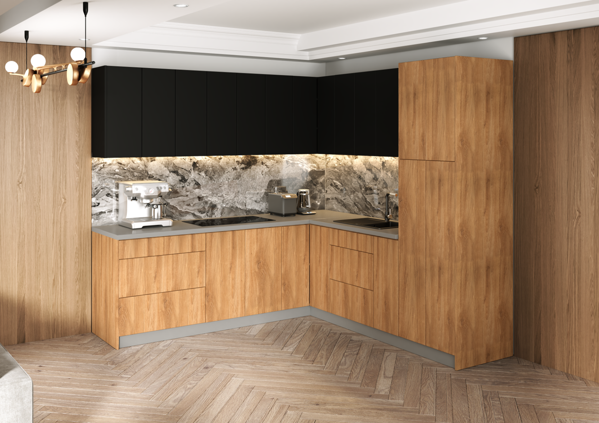 Kitchen Urban Collection Natural Teak & Black Color Base Size 8x8Ft Wide