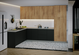 Kitchen Harmony Collection Natural Teak & Black Color Base Size 8x10Ft Wide