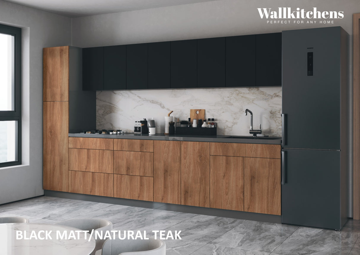 Kitchen Elegant Collection Natural Teak & Black Color Base Size 11Ft Wide