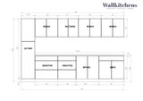 Kitchen Elegant Collection Gray & White Gloss Color Base Size 11Ft Wide