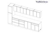 Kitchen Elegant Collection Gray & White Gloss Color Base Size 11Ft Wide