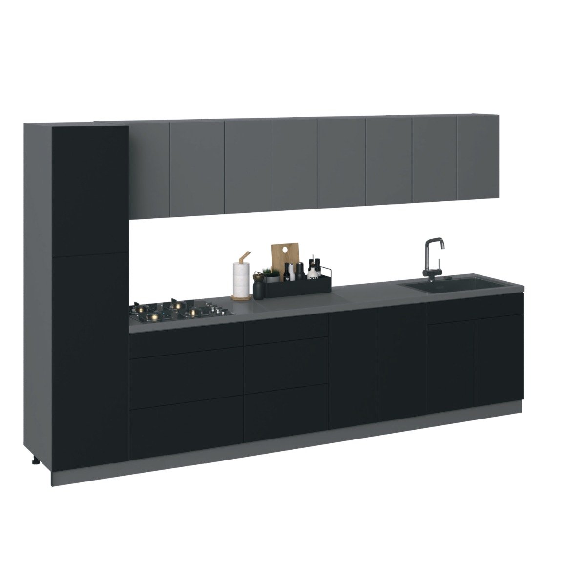 Kitchen Elegant Collection Black Color & Gray Base Size 11Ft Wide