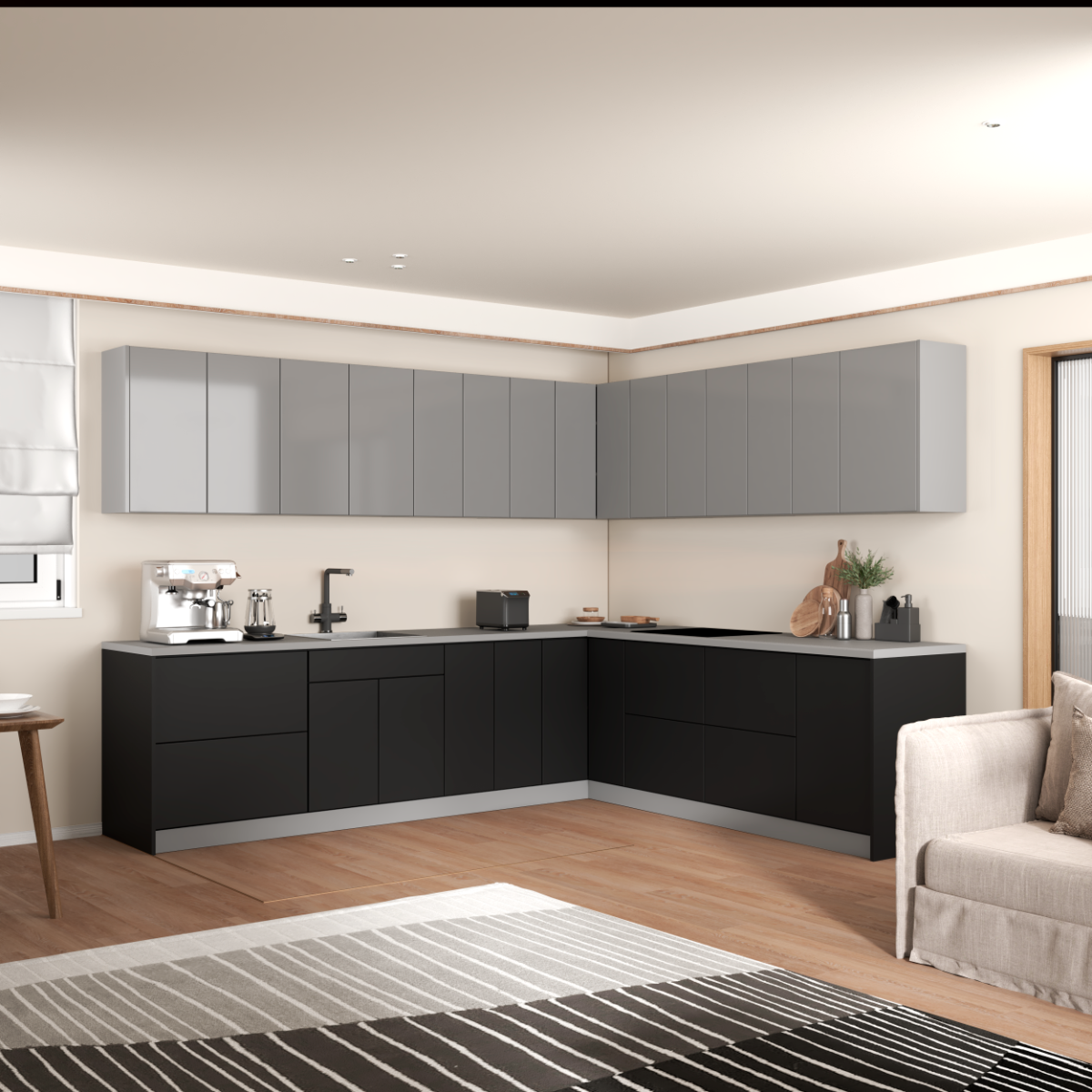 Kitchen Modern Collection Black & Gray Color Base Size 10x8,5Ft Wide