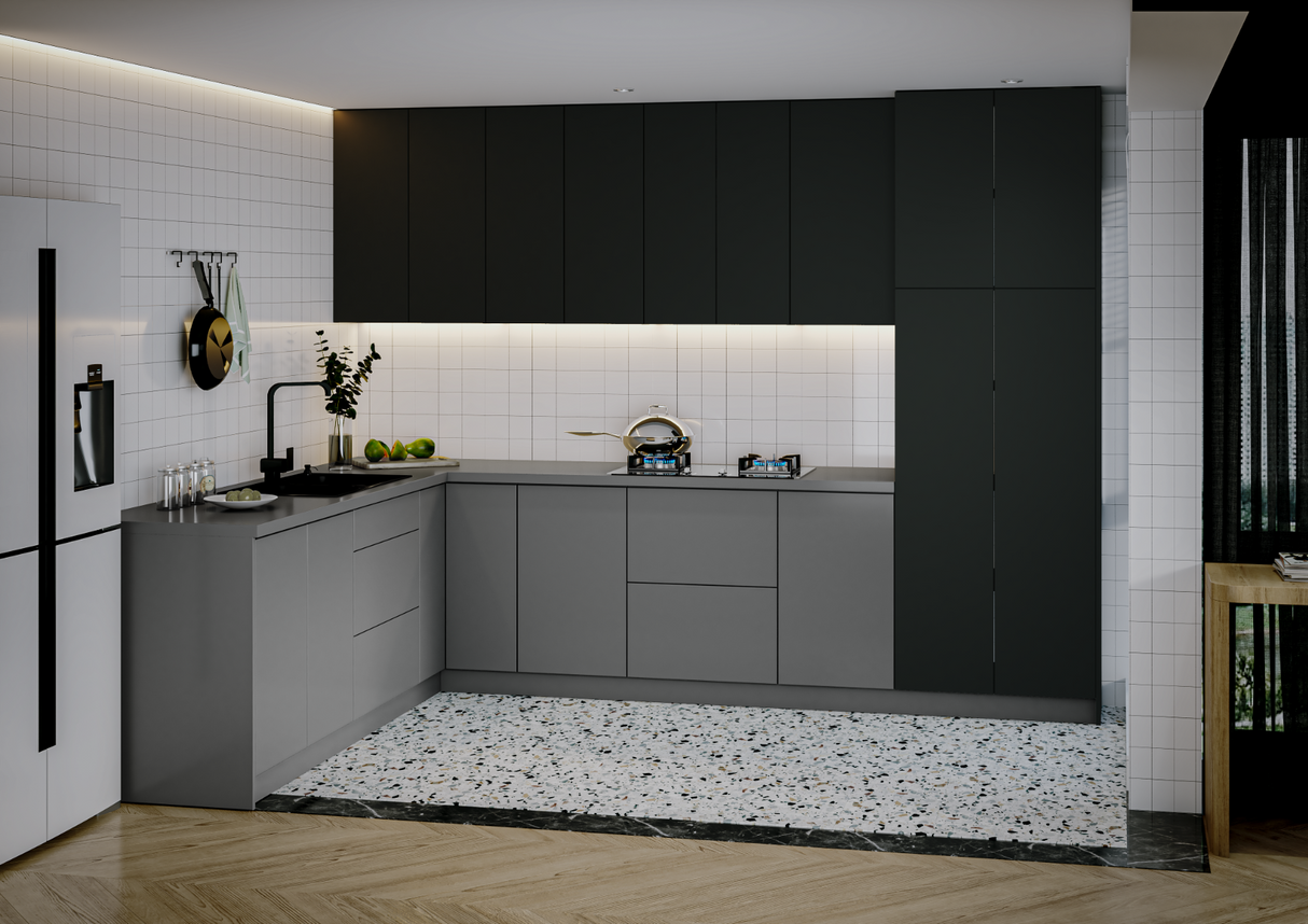 Kitchen Harmony Collection Gray & Black Color Base Size 8x10Ft Wide