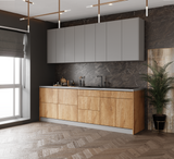 Kitchen Fusion Collection Natural Teak & Gray Color Base Size 8.5Ft Wide