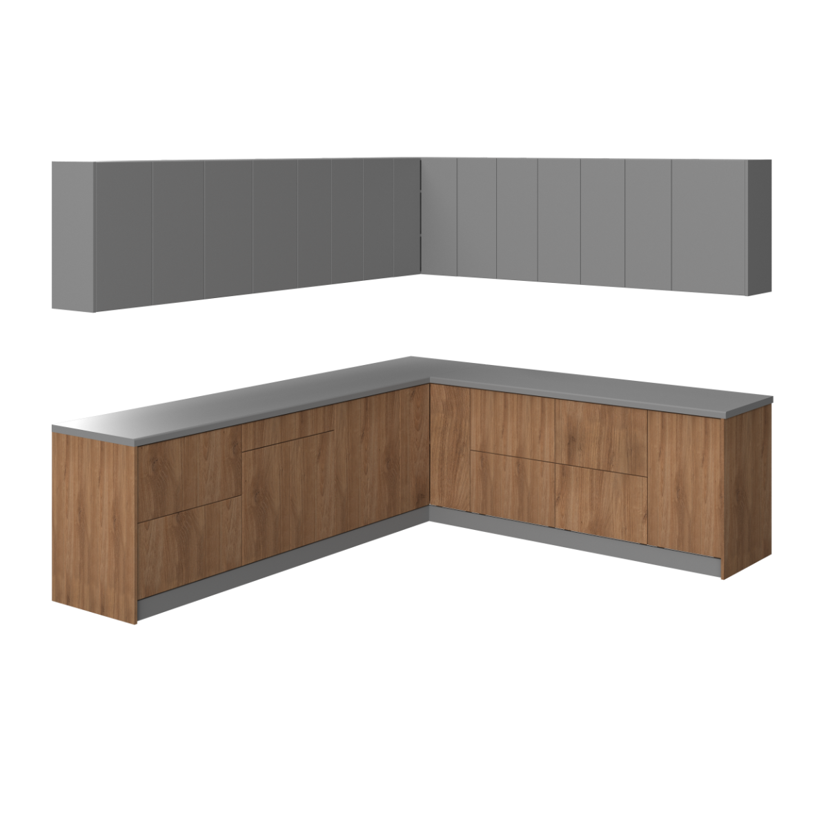 Kitchen Modern Collection Natural Teak & Gray Color Base Size 10x8,5Ft Wide