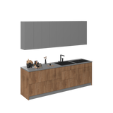 Kitchen Fusion Collection Natural Teak & Gray Color Base Size 8.5Ft Wide