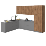 Kitchen Harmony Collection Gray & Natural Teak Color Base Size 8x10Ft Wide