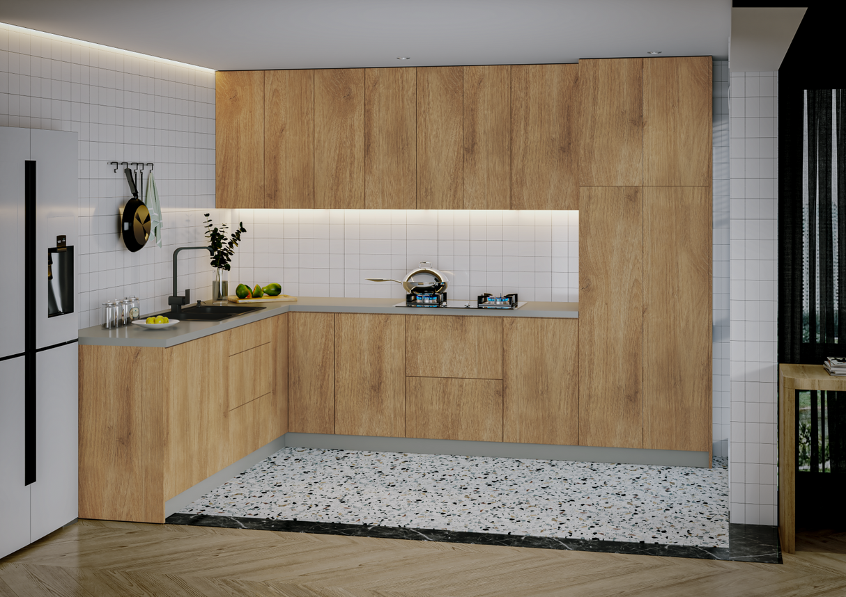 Kitchen Harmony Collection Natural Teak Color Base Size 8x10Ft Wide