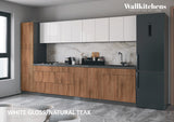 Kitchen Elegant Collection Natural Teak & White Gloss Color Base Size 11Ft Wide