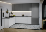 Kitchen Harmony Collection White Gloss & Gray Color Base Size 8x10Ft Wide