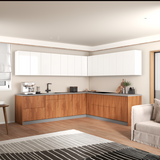 Kitchen Modern Collection Natural Teak & White Gloss Color Base Size 10x8,5Ft Wide