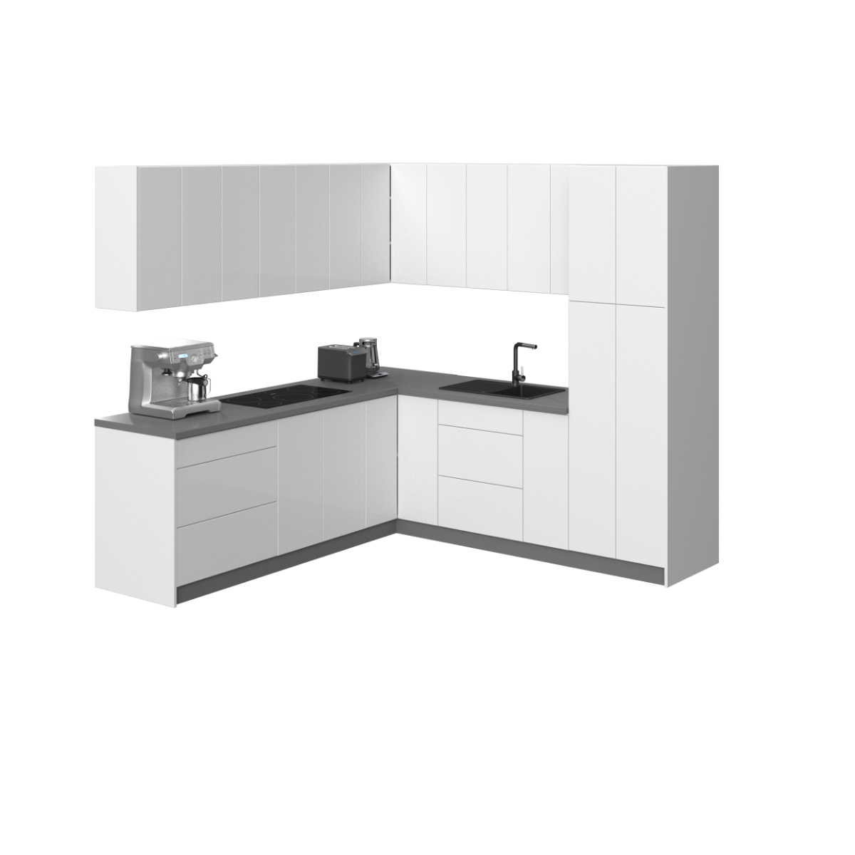 Kitchen Urban Collection White Gloss Color Base Size 8x8Ft Wide