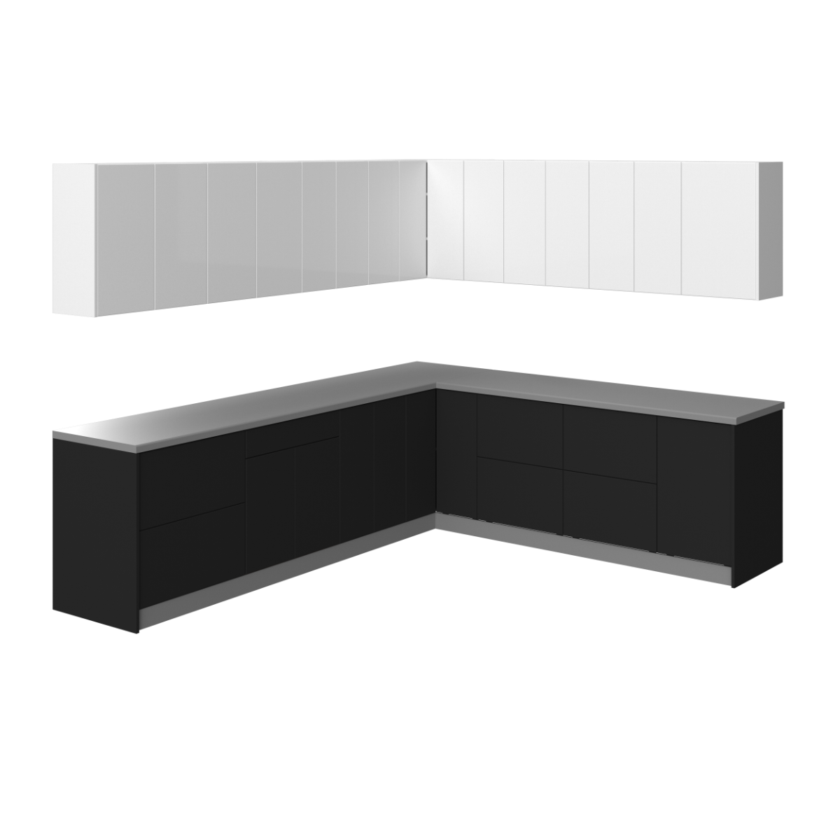 Kitchen Modern Collection Black & White Gloss Color Base Size 10x8,5Ft Wide