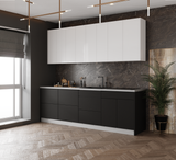 Kitchen Fusion Collection Black & White Gloss Color Base Size 8.5Ft Wide