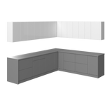 Kitchen Modern Collection Gray & White Gloss Color Base Size 10x8,5Ft Wide